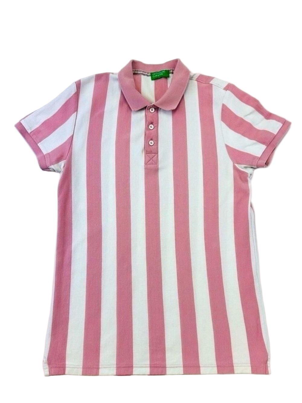 True Vintage 90s Benetton stripe polo Athletic prep womens cotton shirt Medium